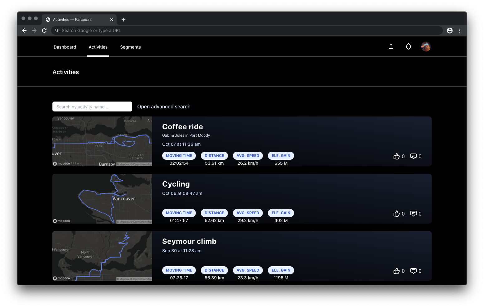 A screenshot of the application